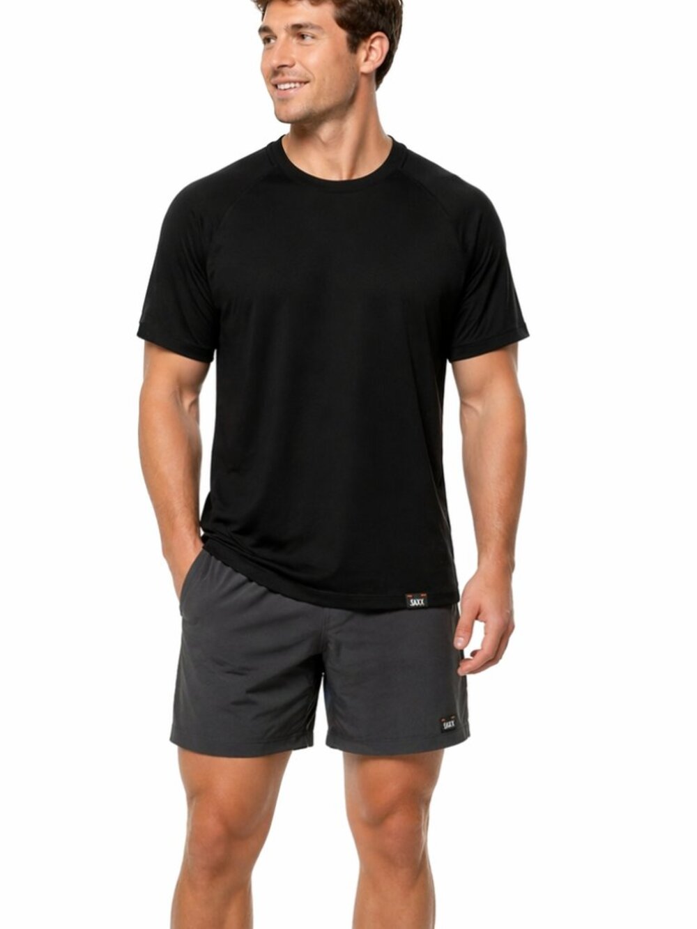 SAXX Aerator Short Sleeve Tee T-Shirt Mesh Gym Summer UPF 25 Black Men's Large